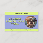 Parkplatz individuell wie ein Troll, lustiger Park Telefonnummerkarte (Vorderseite)