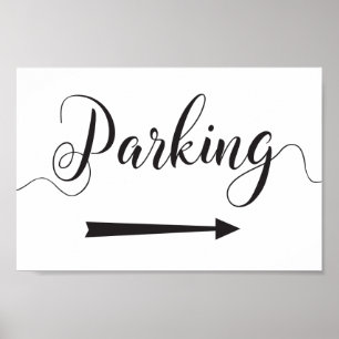 Parkrichtungen Gleich nach rechts für Hochzeiten Poster