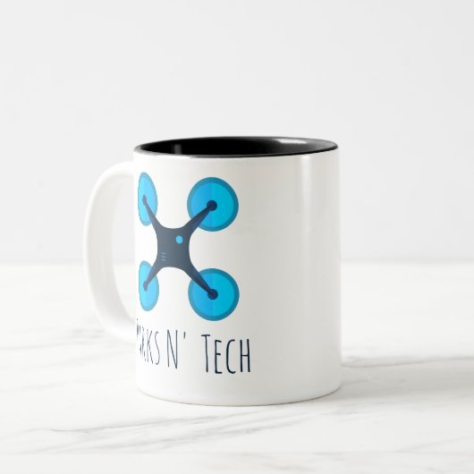 Parks N Technologie Quadcopter 2 Zweifarbige Tasse (Vorderseite Links)