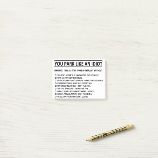 Parkschein Post-it Klebezettel (Auf Schreibtisch)