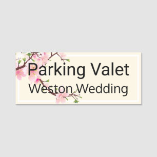 Parkservice Hochzeit Kirschblüten Magnetische Rück Namensschild