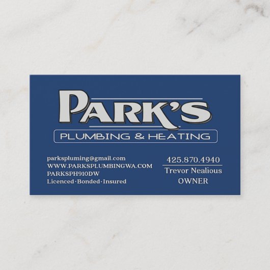 ParksPlumbing II Visitenkarte (Vorderseite)