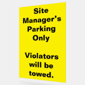 Parkwarnzeichen für Site Manager Acrylschild (Winkel)