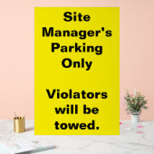 Parkwarnzeichen für Site Manager Acrylschild (Hochzeit)