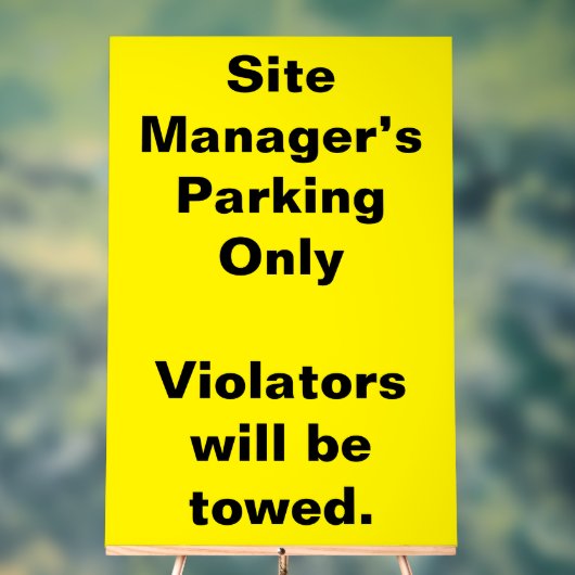 Parkwarnzeichen für Site Manager Acrylschild (Neutral)