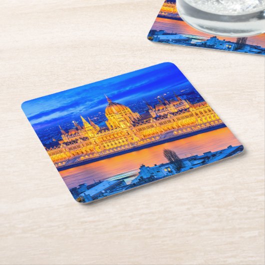 Parlament Budapest Rechteckiger Pappuntersetzer (angewinkelt)