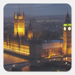 Parlamentsgebäude, Big Ben, Westminster Quadratischer Aufkleber