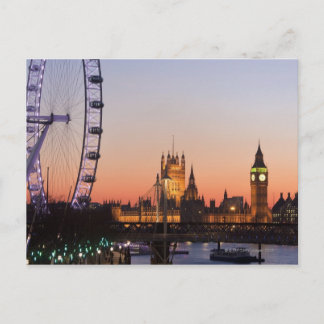 Parlamentshäuser und das Londoner Auge Postkarte