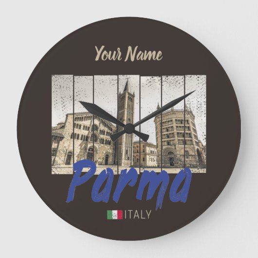 Parma Emilia-Romagna Italien Vintag Souvenir Große Wanduhr (Vorderseite)