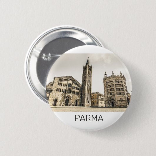 Parma Emilia Romagna Piazza Del Duomo Italien Button (Vorne & Hinten)