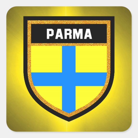 Parma Flag Quadratischer Aufkleber (Vorderseite)