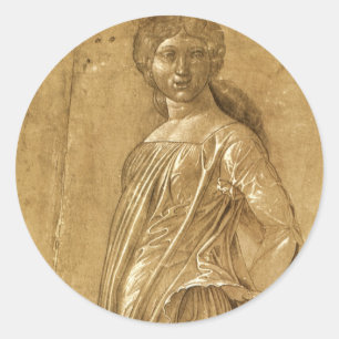 Parnassus, tanzende Muse von Andrea Mantegna Runder Aufkleber