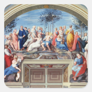 Parnassus und die Disputa aus der Stanza della S Quadratischer Aufkleber