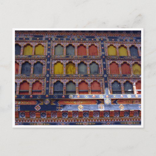 Paro-Dzong-Fensterdetails Postkarte (Vorderseite)