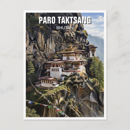 Paro Taktsang Bhutan Travel Postkarte (Vorderseite)