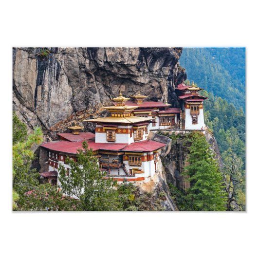 Paro Taktsang: Das Tiger-Nest-Kloster - Bhutan Fotodruck (Vorne)