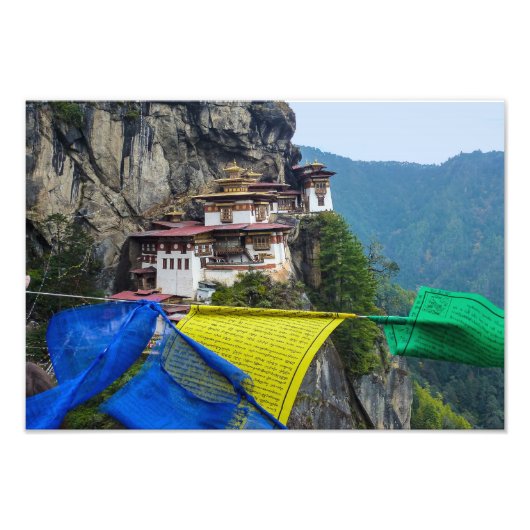 Paro Taktsang: Das Tiger-Nest-Kloster - Bhutan Fotodruck (Vorne)
