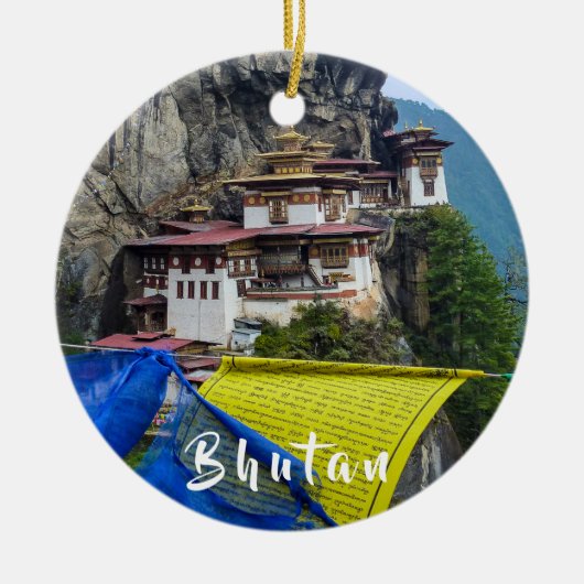 Paro Taktsang: Das Tiger-Nest-Kloster - Bhutan Keramik Ornament (Vorne)