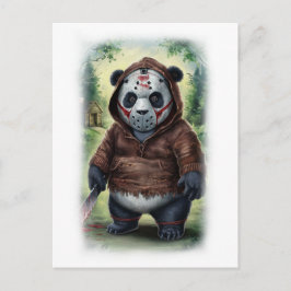 Parodie-Horror-Panda-Film auf Weiß Feiertagspostkarte