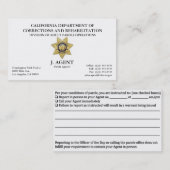 Parole Agent Business Card Visitenkarte (Vorne/Hinten)