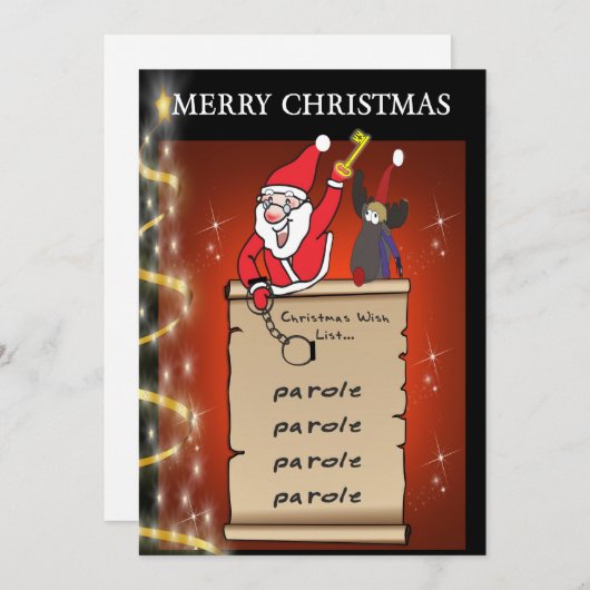 PAROLE WISH LIST - JAILMATECARDS.CO.UK - CHRISTMAS DANKESKARTE (Vorne/Hinten)