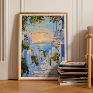 Paros Druck Paros Illustration Griechenland Druck  Poster