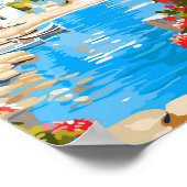 Paros Greece Art Vintage Travel Illustration Poster (Ecke)