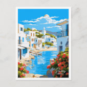 Paros Greece Art Vintage Travel Illustration Postkarte (Vorderseite)