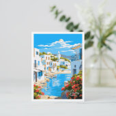 Paros Greece Art Vintage Travel Illustration Postkarte (Stehend Vorderseite)