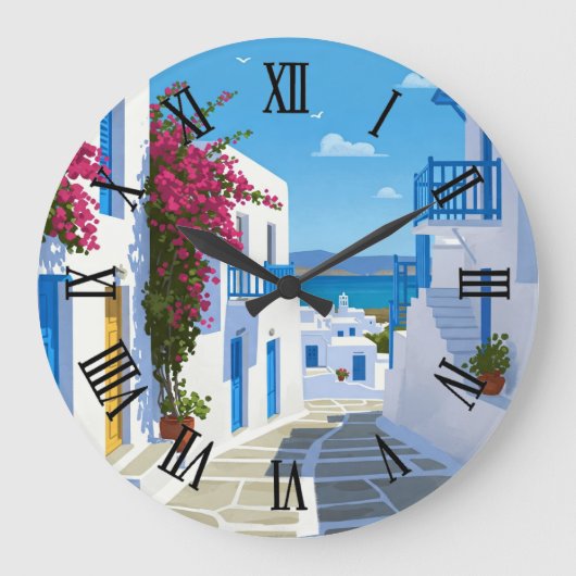 Paros Greece Island Travel Große Wanduhr (Vorderseite)