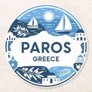 Paros Greece Island Travel Runder Pappuntersetzer