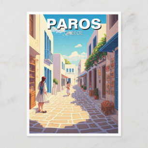 Paros Greece Islands Cobblestone Street Postkarte