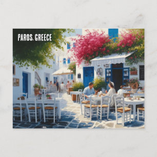 Paros Greece Islands Travel Café Postkarte