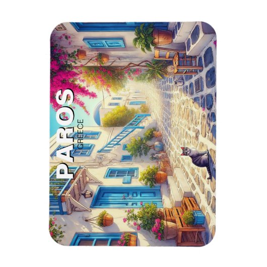 Paros Greece Islands Travel Cat Magnet (Vertikal)