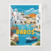 Paros Greece Vintage Reise Illustration Postkarte (Vorderseite)