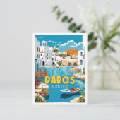 Paros Greece Vintage Reise Illustration Postkarte (Stehend Vorderseite)