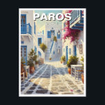 Paros Griechenland Inseln Reisen Wasserfarbe Postkarte<br><div class="desc">Paros, Griechenland, ist ein Juwel der Kykladen, bekannt für seine ruhige Schönheit und seine ikonische Architektur. Mit seinen weiß getünchten Gebäude, blauen Fensterläden und der kaskadenförmigen Bougainvillea besticht das Paros durch den besonderen Charme der griechischen Inseln. Dieses ruhige Ziel ist bekannt für seine Kopfsteinpflasterstraßen, das kristallklare Wasser und die einladende...</div>