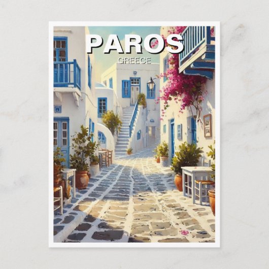 Paros Griechenland Inseln Reisen Wasserfarbe Postkarte (Vorderseite)