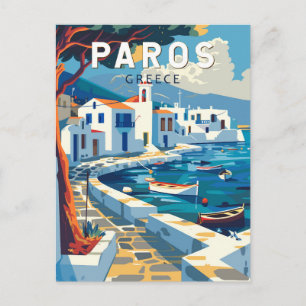 Paros Griechenland Reise Kunst Vintage Postkarte