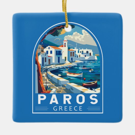 Paros Griechenland Reisen Kunst Vintag Keramikornament (Vorderseite)