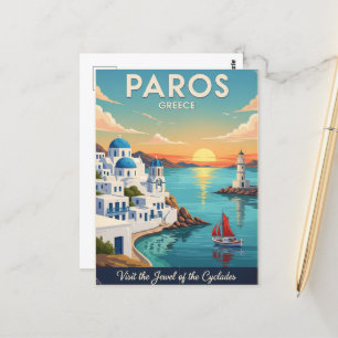 Paros Griechenland Reisen Kunst Vintag Postkarte