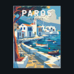 Paros Griechenland Reisen Kunst Vintag Postkarte<br><div class="desc">Paros Retrovektor Vektor Reise Design. Paros ist eine griechische Insel im Ägäischen Meer,  die für ihre Strände und traditionellen Dörfer bekannt ist.</div>