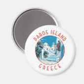 Paros Island Griechenland Retro gebeutelter Kreis Magnet (Vorderseite/Rückseite)