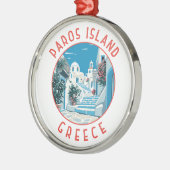 Paros Island Griechenland Retro gebeutelter Kreis Ornament Aus Metall (Links)