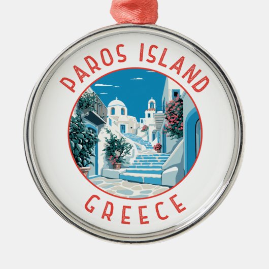 Paros Island Griechenland Retro gebeutelter Kreis Ornament Aus Metall (Vorne)