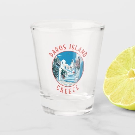 Paros Island Griechenland Retro gebeutelter Kreis Schnapsglas (Vorderseite)
