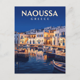 Paros Naoussa bei Nacht Griechenland Postkarte