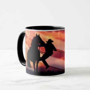 Parotische Roping Cowboy und Pferd-Amerikanische F Tasse