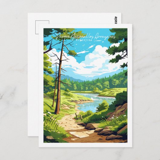 Parque nacional los arrayanes Vintage Reise Postkarte (Vorne/Hinten)