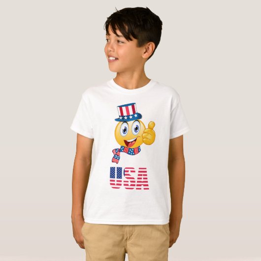 Parriotic Uncle Sam Emoji Kids' T-Shirt (Vorne ganz)